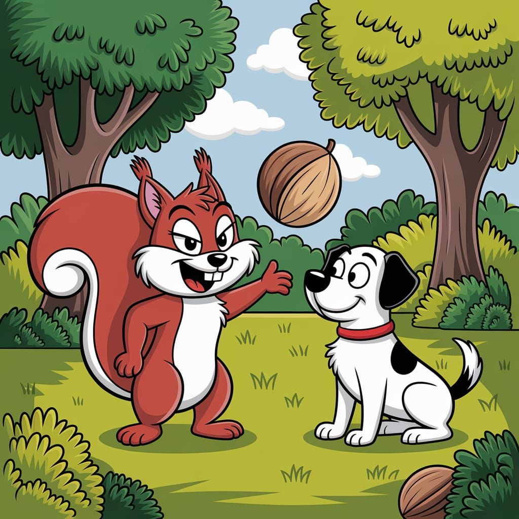 Squirrel throwing a nut