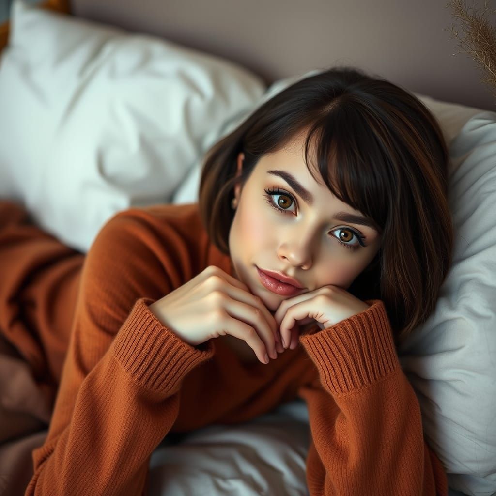 Intimate Portrait of Woman in Cashmere Sweater
