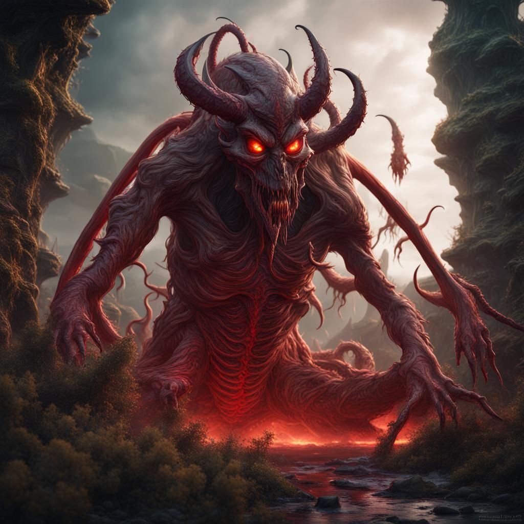 Detailed Devil Alien Parasite Concept Art