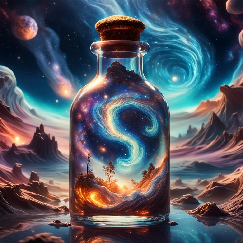 Galaxy in a Bottle: Surreal Digital Matte Painting