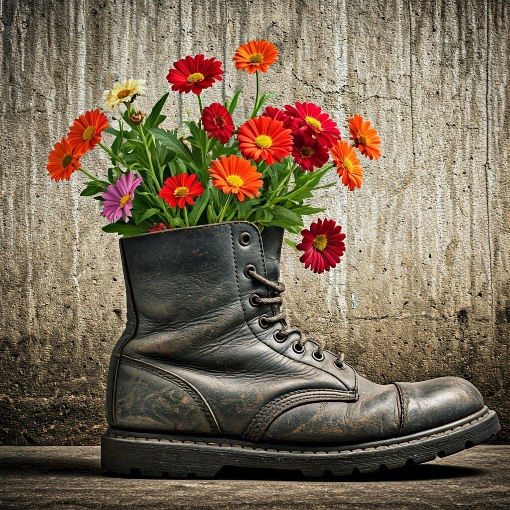 Flowers Bloom in Worn Boot
