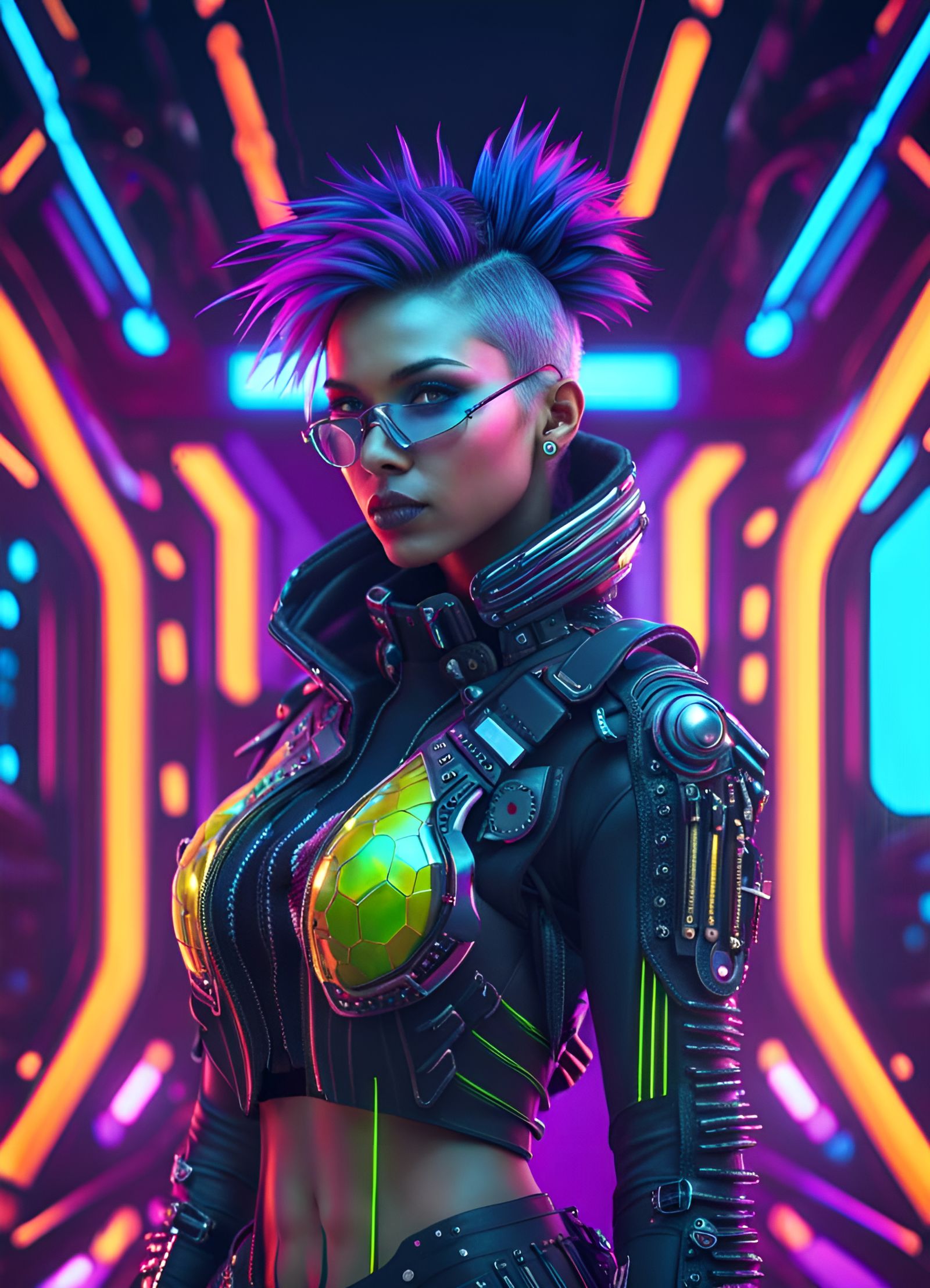 Exotic Punk Woman in Detailed Digital Art