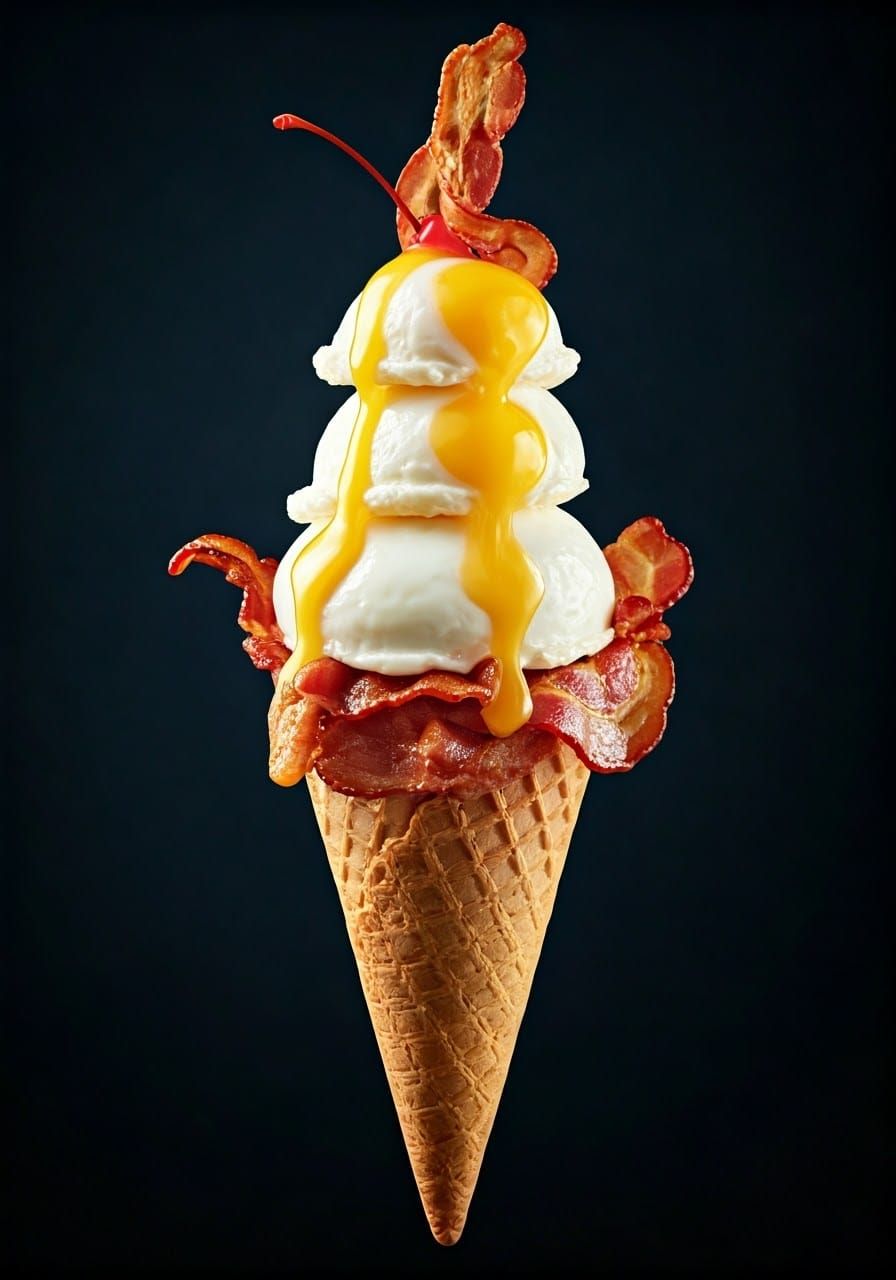 Bacon Ice Cream Cone in Food Campaign Lighting
