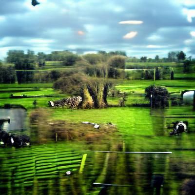 Irish Countryside View From Train Window