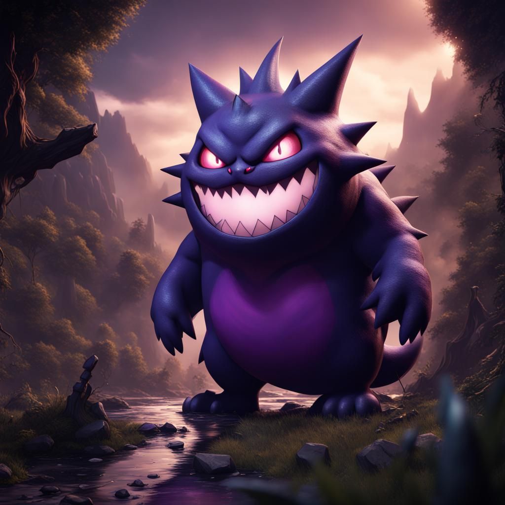 Detailed Matte Painting of Gengar in 8K