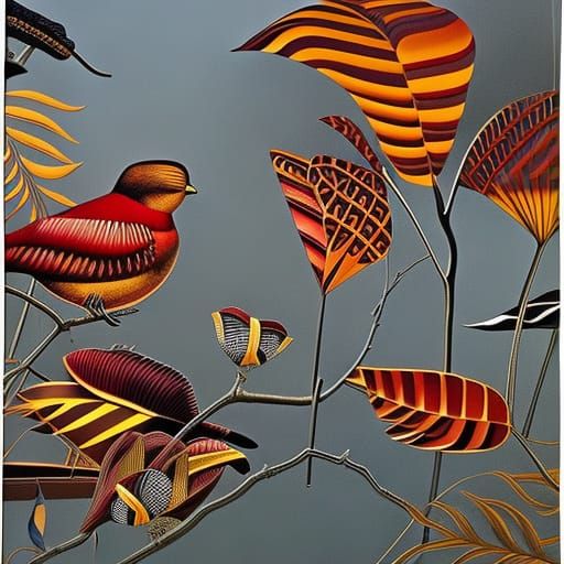 Abstract Organic Metallic Forms in Deep Triadic Colors