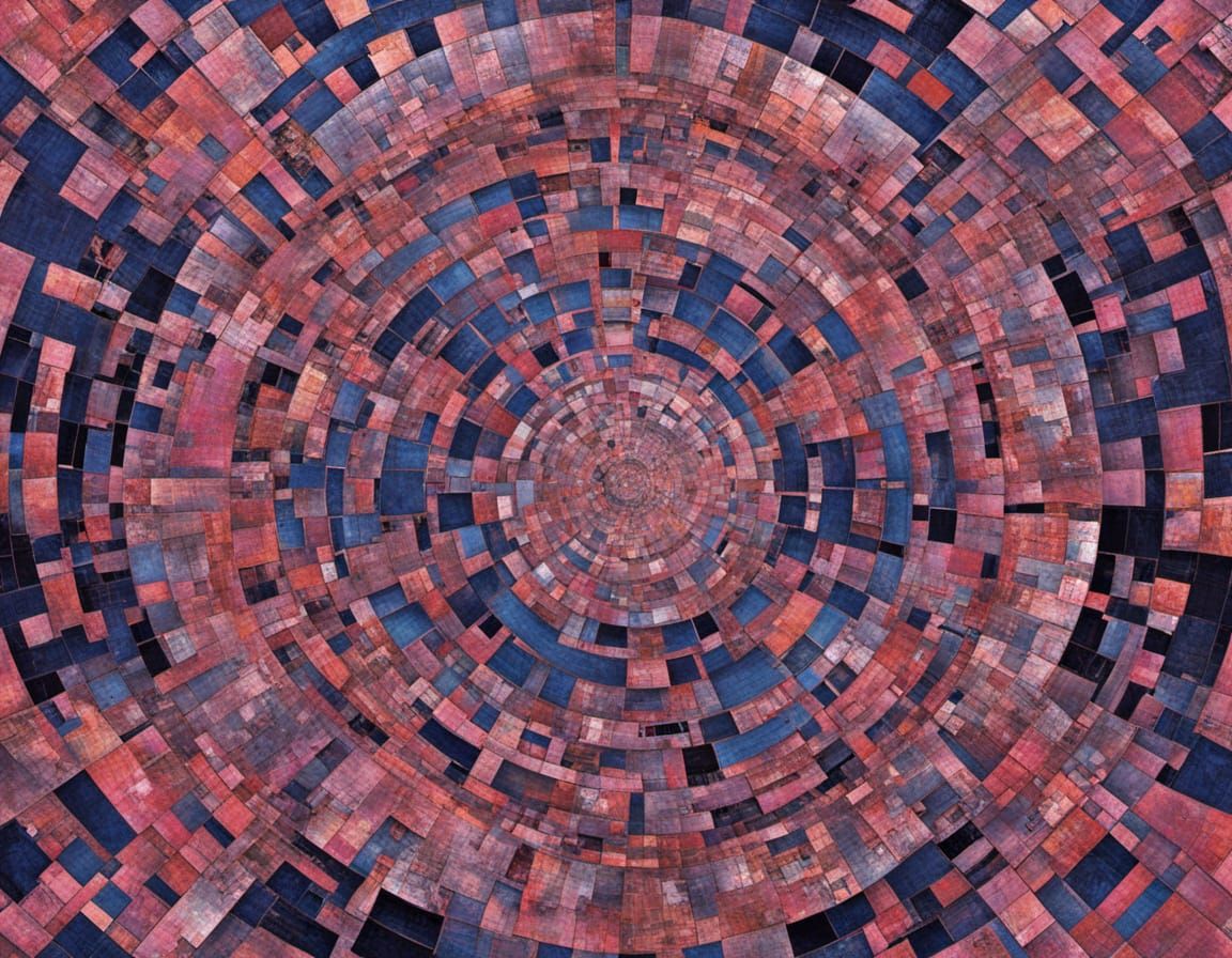 Abstract Pink Parched Indigo Painting as Mosaic Aetherpunk