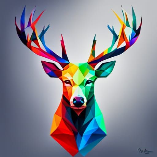 Geometric Deer in Graffiti Street Art Style