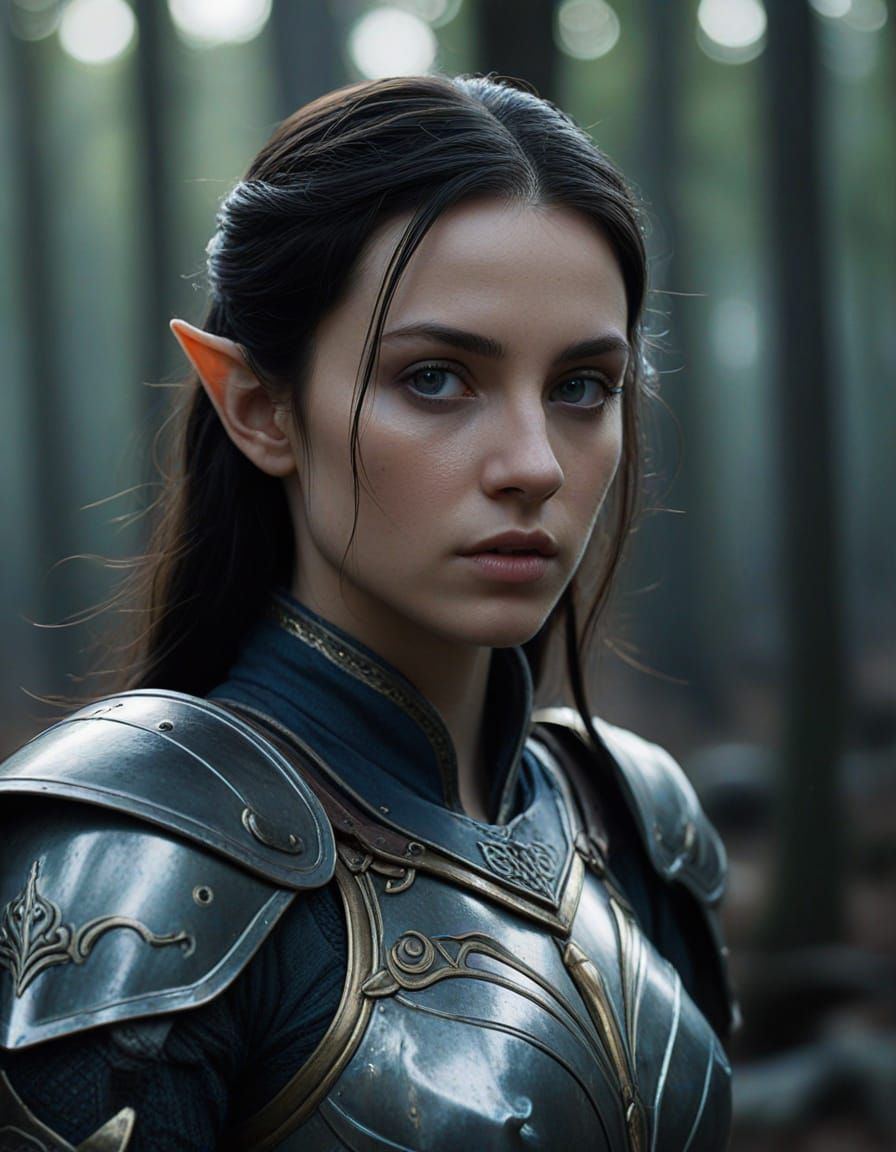 Cinematic Elf Warrior in Dark Fantasy Style