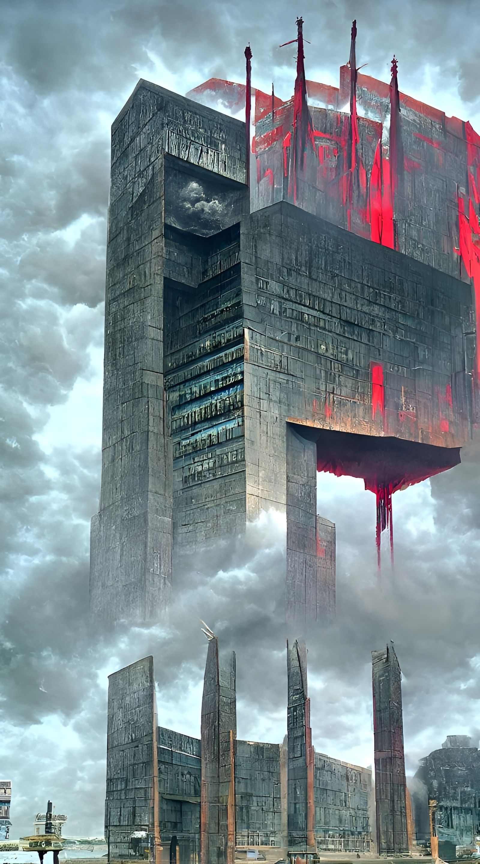 Dystopian Autocracy Government Building in Brutalist Style