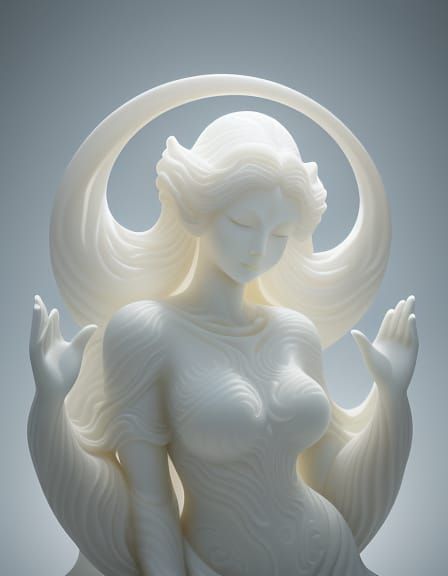 White Onyx Sculpture of Meditating Female Figure
