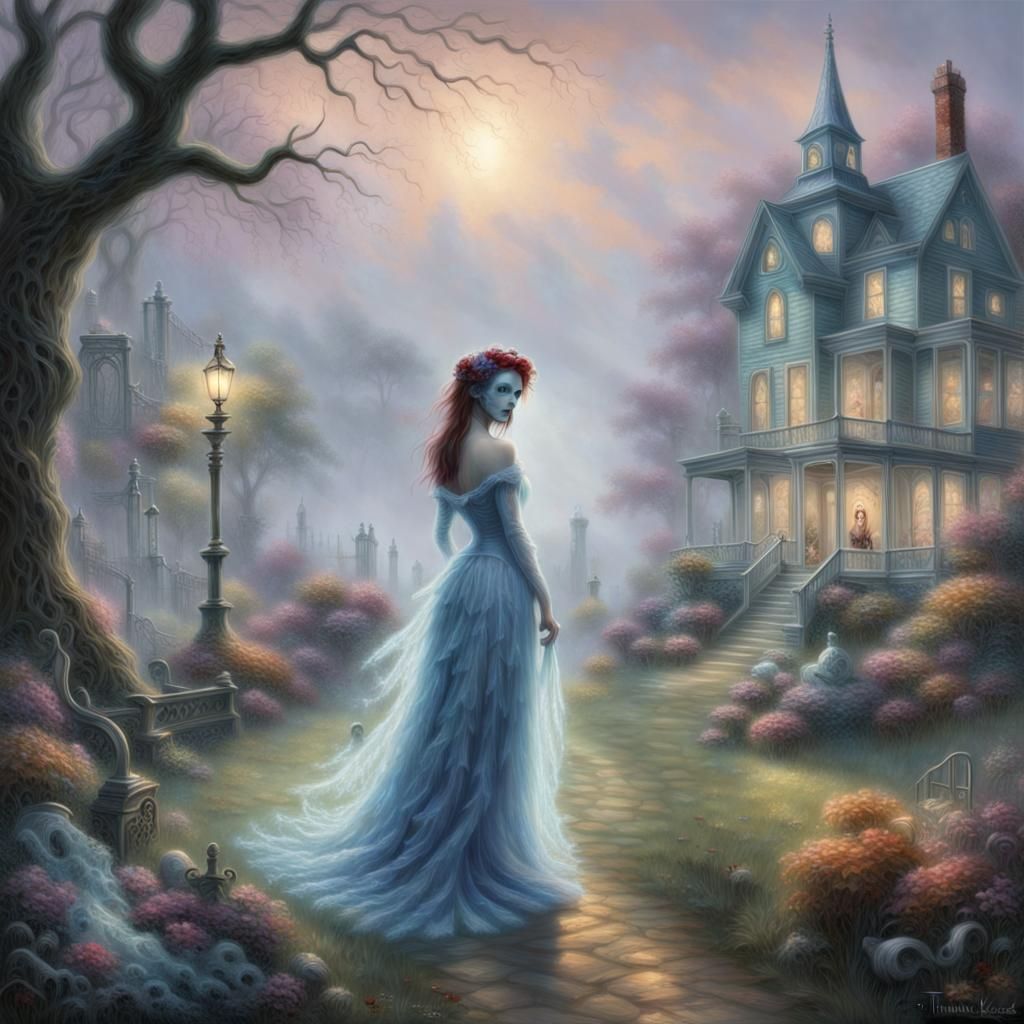 Ethereal Undead Superstar in a Fantasy Landscape