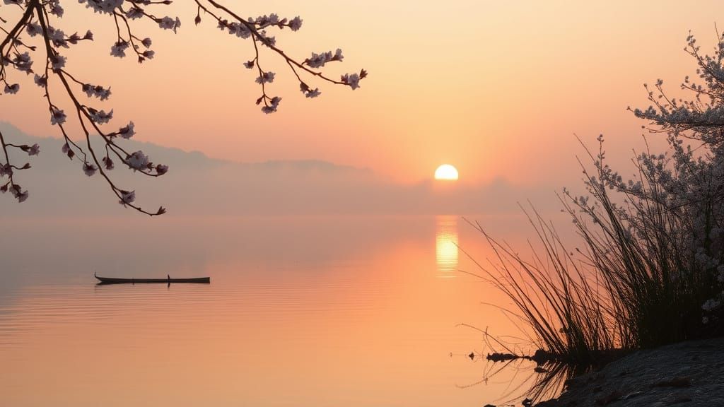 Golden Dawn on a Tranquil Lakeside