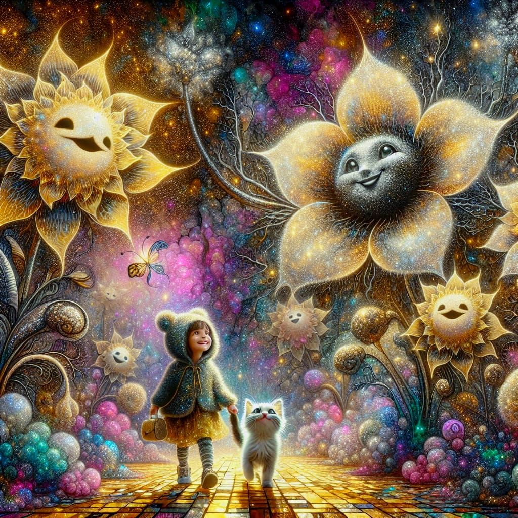 Surreal South Asian Girl Strolls in Whimsical Wonderland of....