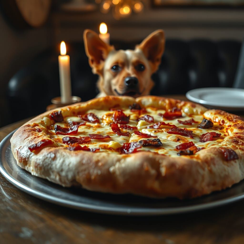Bacon and Cheese Pizza Macro Shot