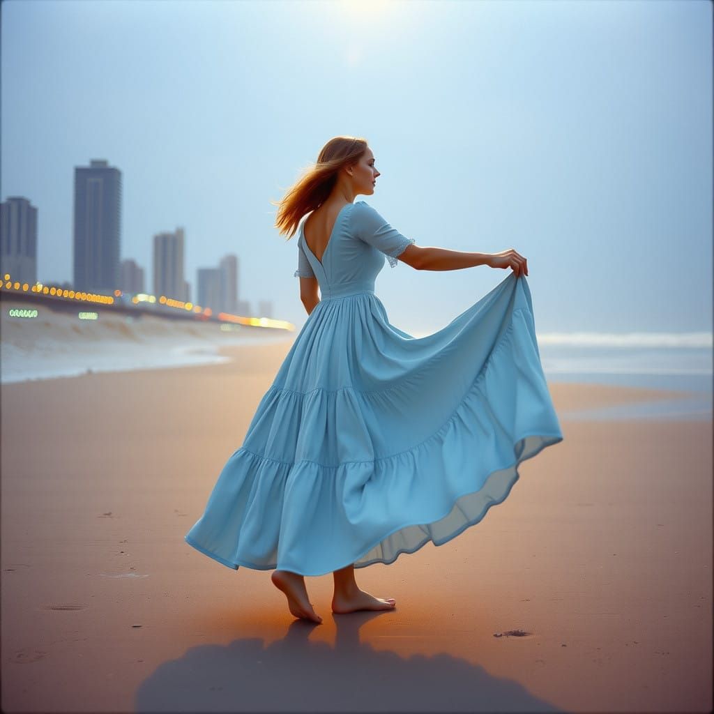 Barefoot Victorian Lady in Pastel Paradise