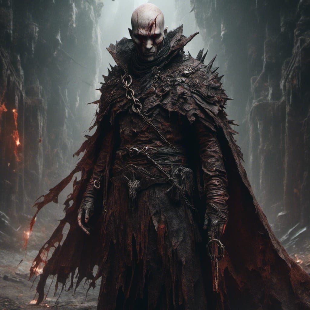 Shadar-kai Monk with Spiked Chain Weapon