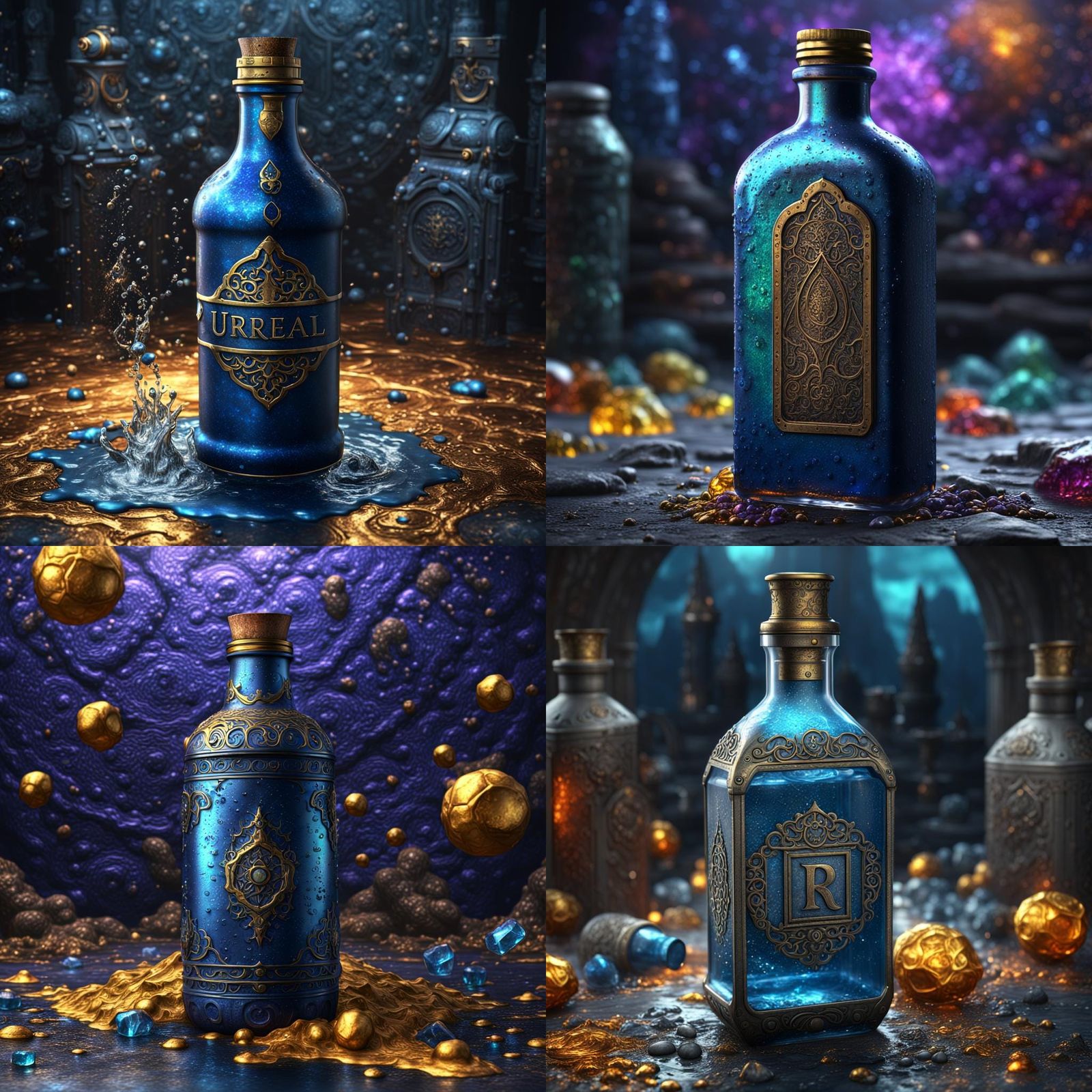 Detailed Alchemic Bottle in a Matte Painting Style