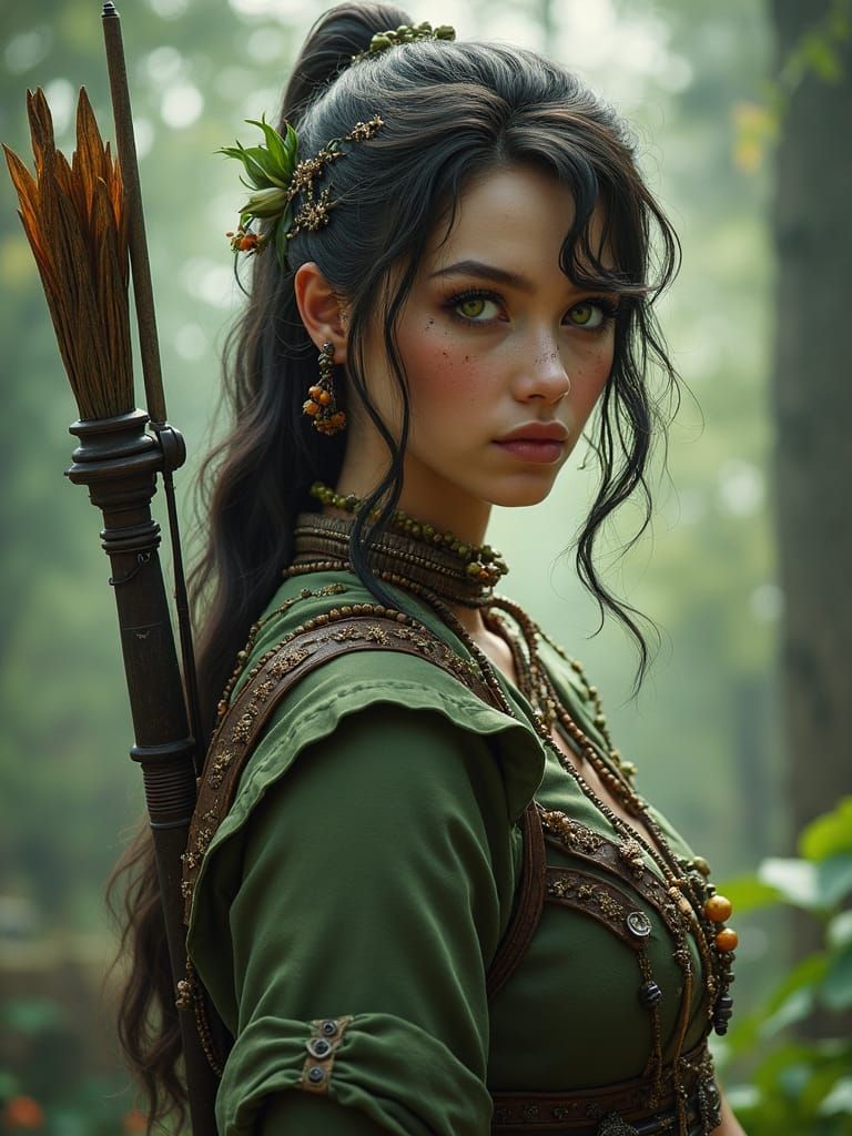 Majestic Archer in a High-Fantasy Landscape