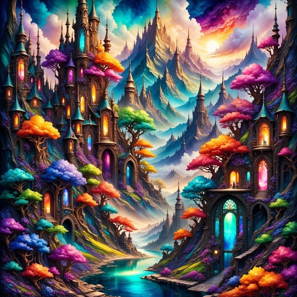 Fantasy Worldscape in Realistic 8K Matte Painting Style