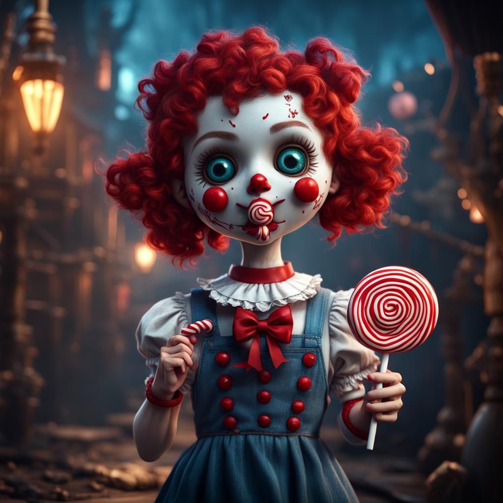 Raggedy Ann Doll with Lollipop: Fantasy Art