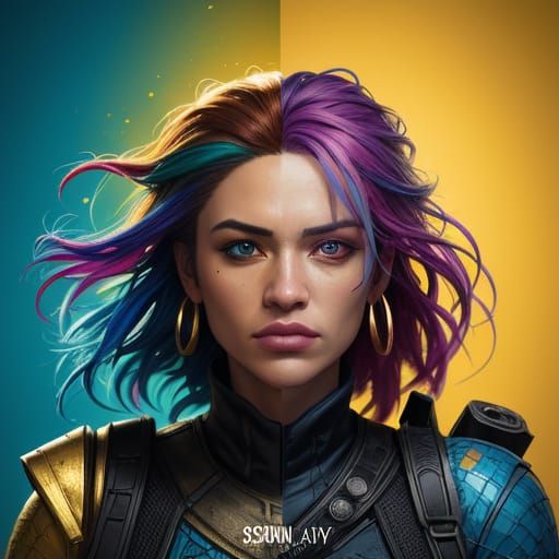 Hyperrealistic Portrait with Vibrant Colors and Textures