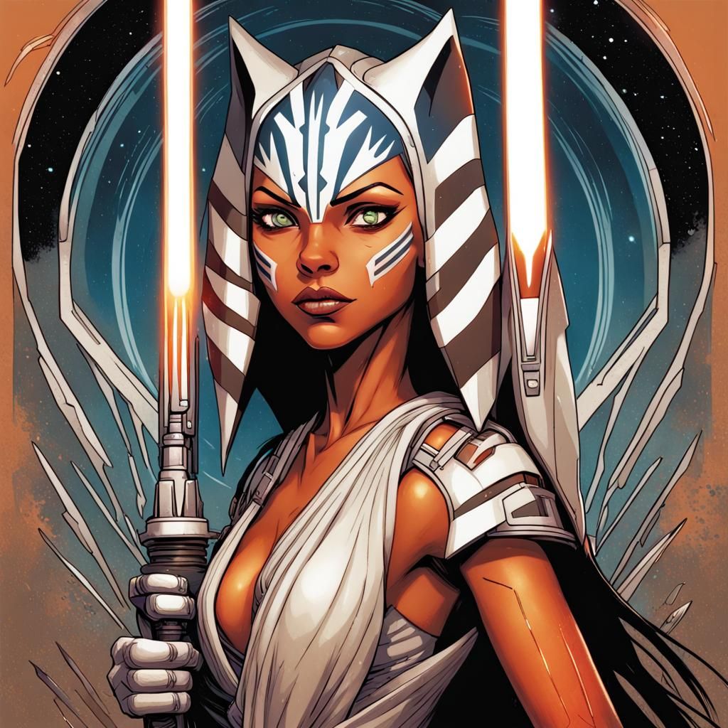 Ahsoka Tano in Comic Book Art Style