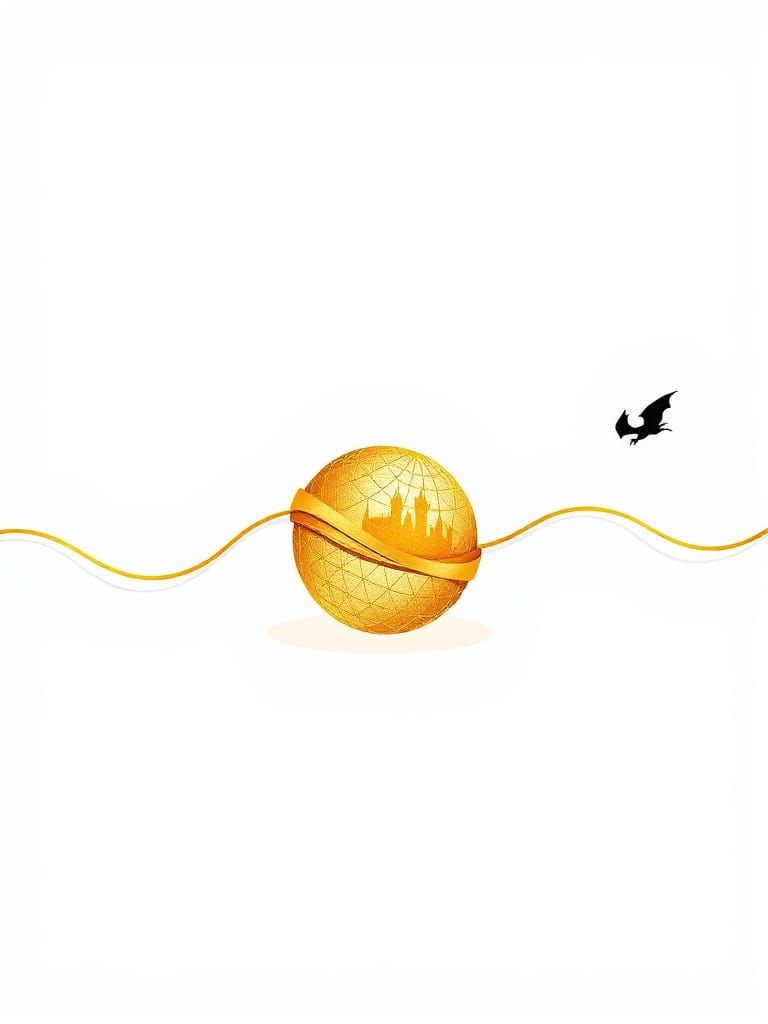 Minimalist Harry Potter Line Art with Golden Snitch