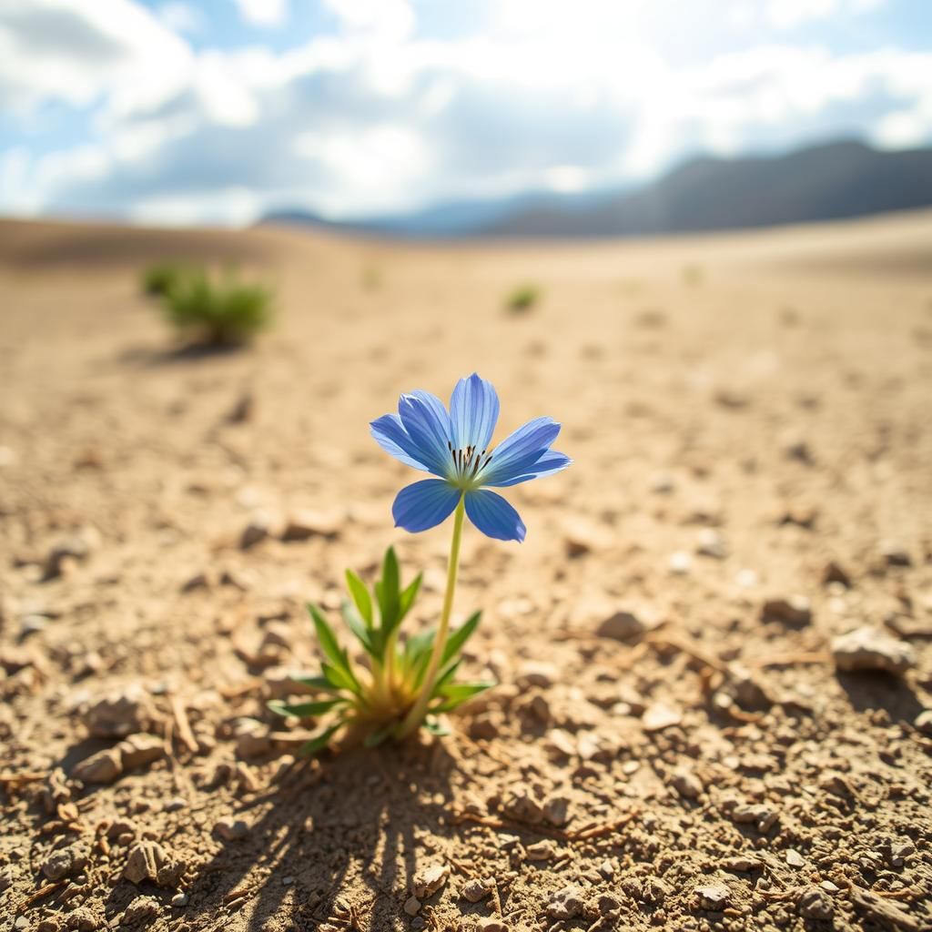 Blue Flower Blooms in Desert Sunlight