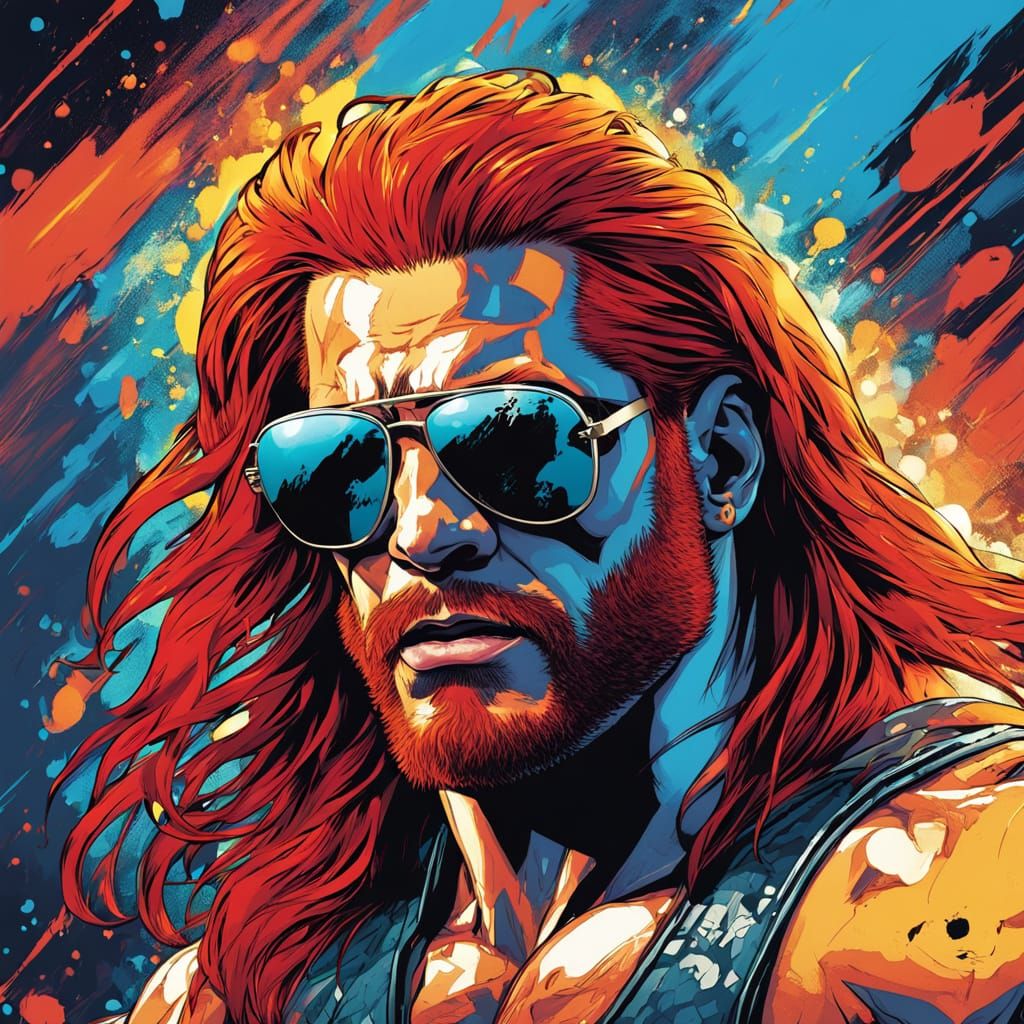 Heroic Wrestler in High-Octane Comic Book Style