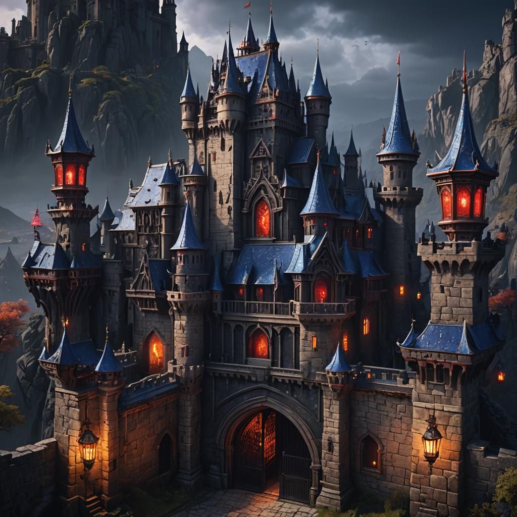 Ominous Dark Fantasy Castle Concept Art