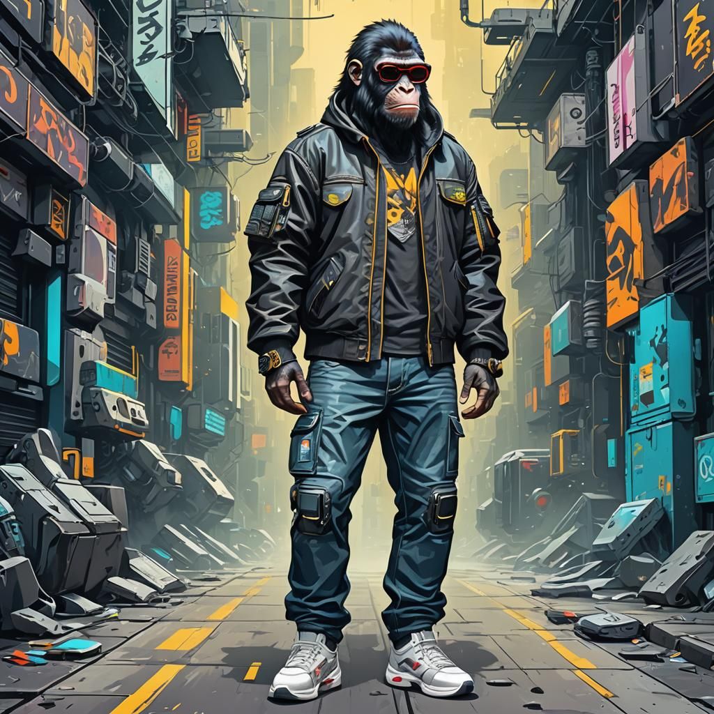 King Ape in Cyberpunk Style with Sunglasses