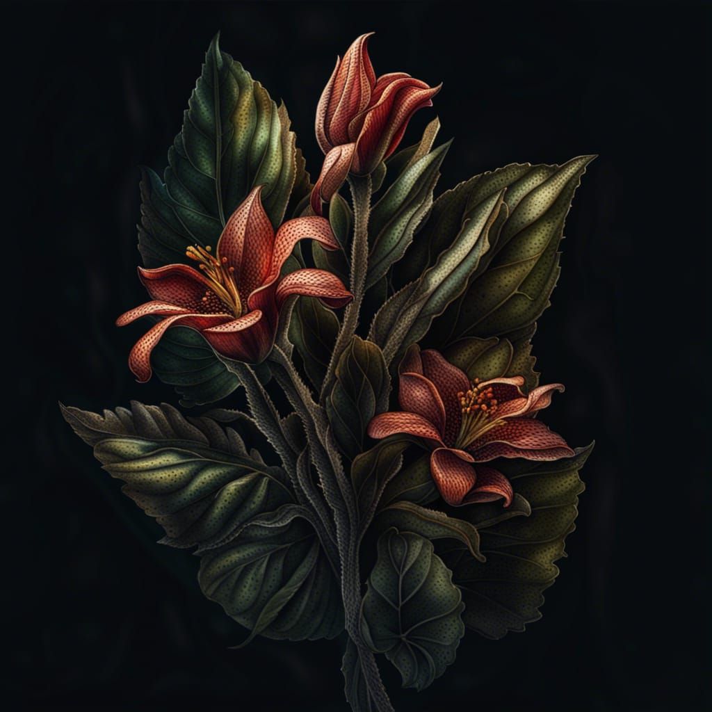Botanical Illustration in Hyperrealistic Style