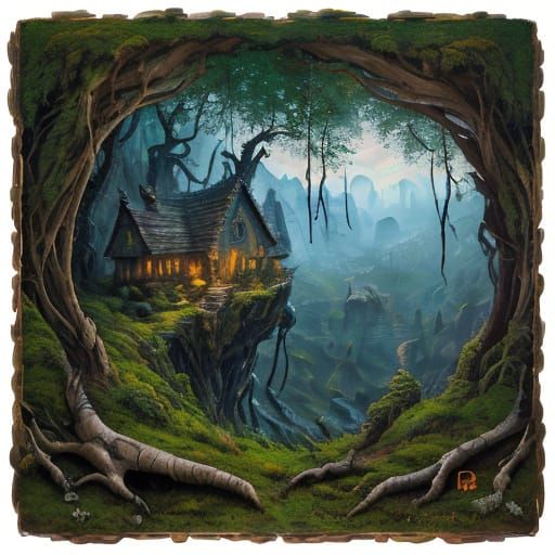 Dragon Skull Dwellings in Neo-Impressionist Style