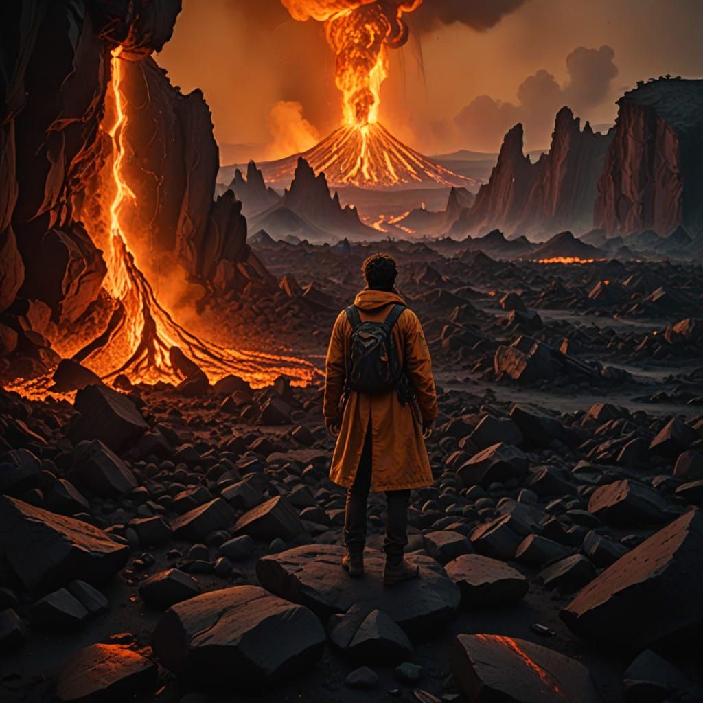 Figure Suspended in Fiery Core of the Earth