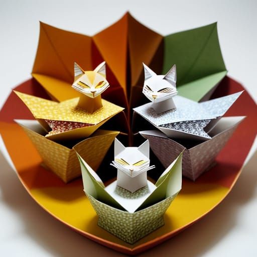 Whimsical Kirigami Cats in Autumn Colors