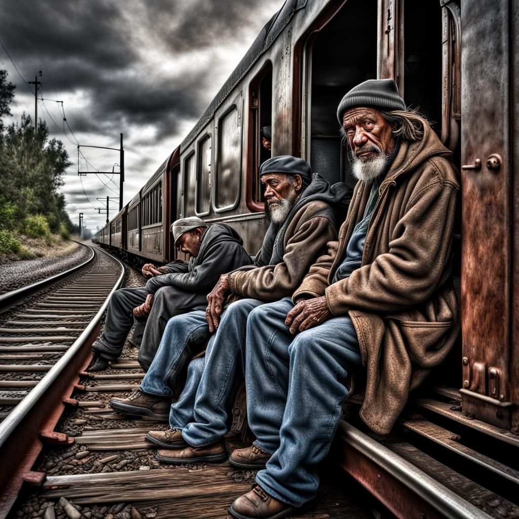 Hyperrealistic Fantasy: Hobos Riding the Rails