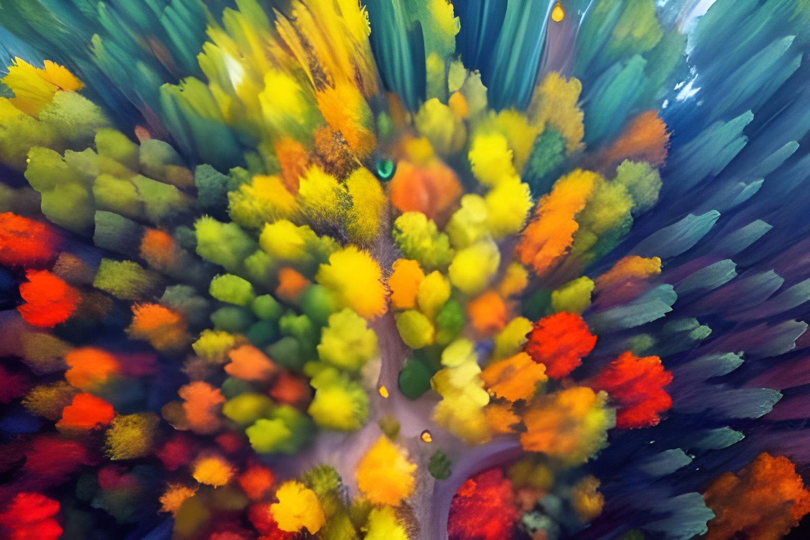 Autumn Forest Canopy in the Style of Landscape Painting