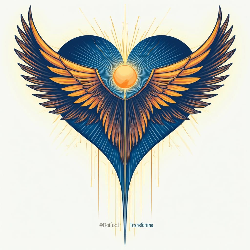 Mystical Logo Design with Angel Wings and Golden Spiral
