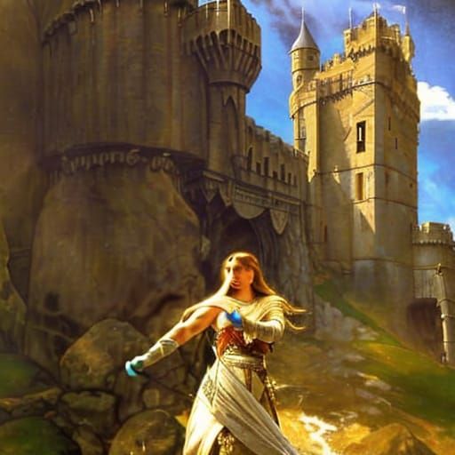 In front of castle