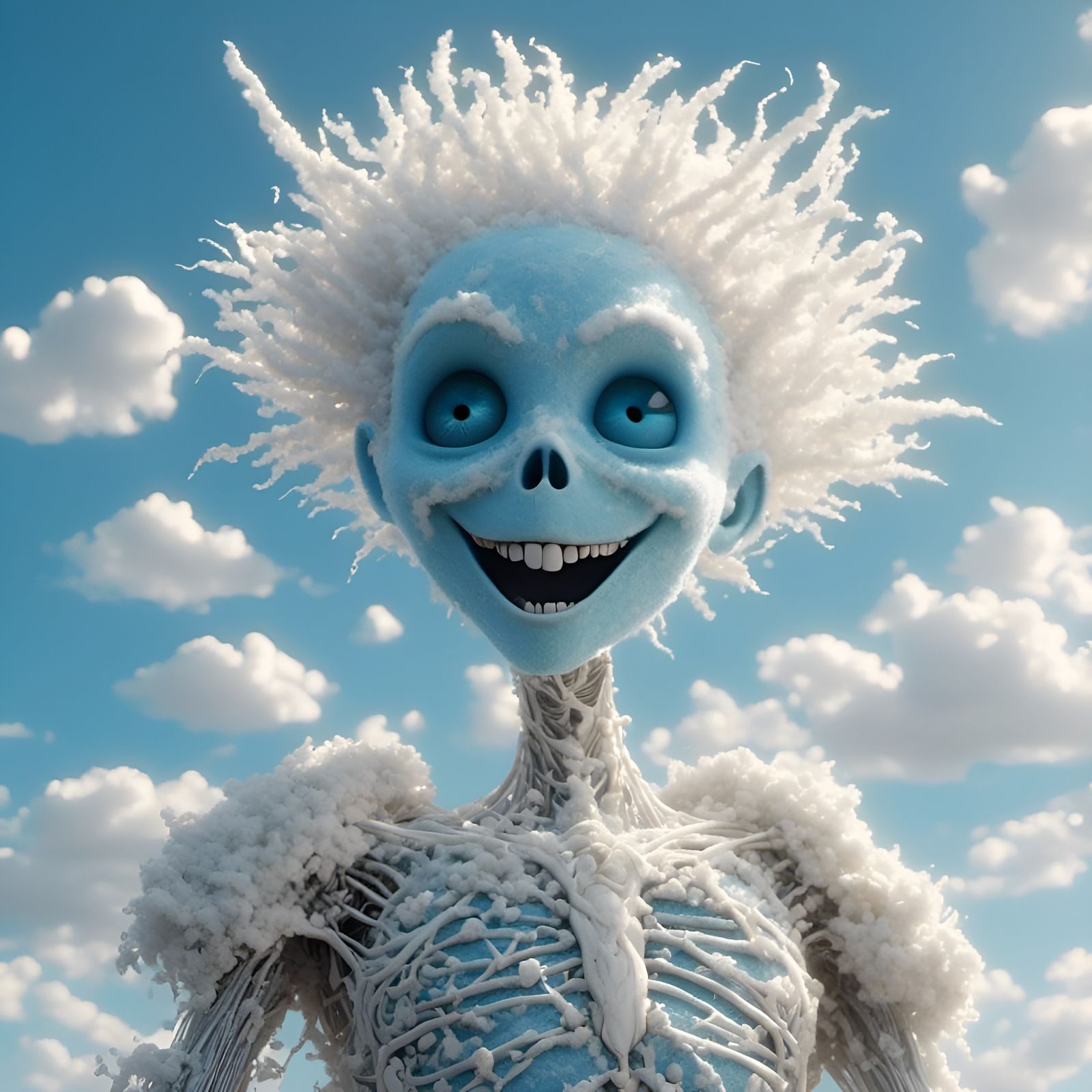 Frosty Stick Figure Holding Sign in Icy Blue