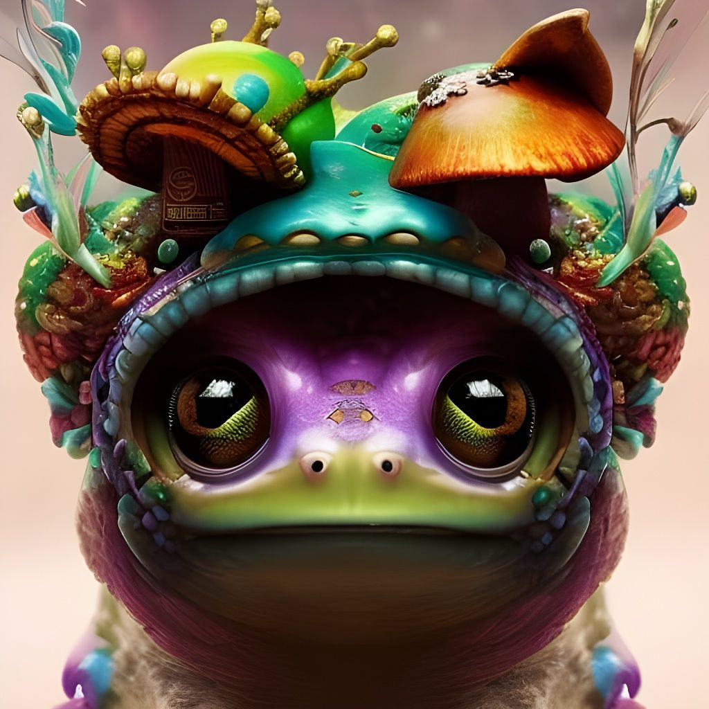Frog with Mushroom Crown: Fantasycore Art