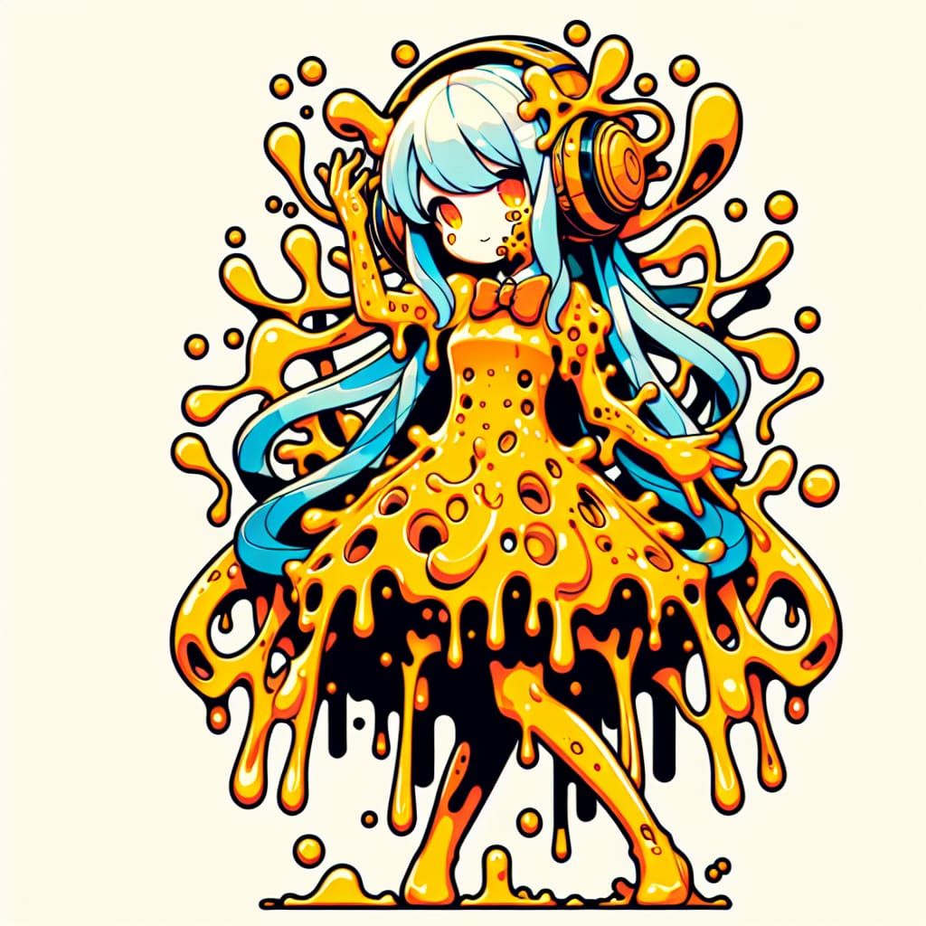 The slime girl dripping