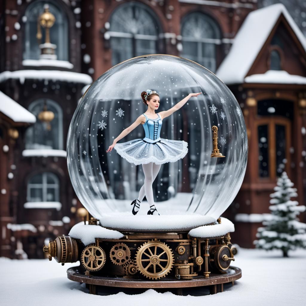 Steampunk Ballerina in Snow Globe Fantasy