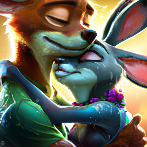 Judy Hopps and Nick Wilde Portrait in Hyperdetailed Style