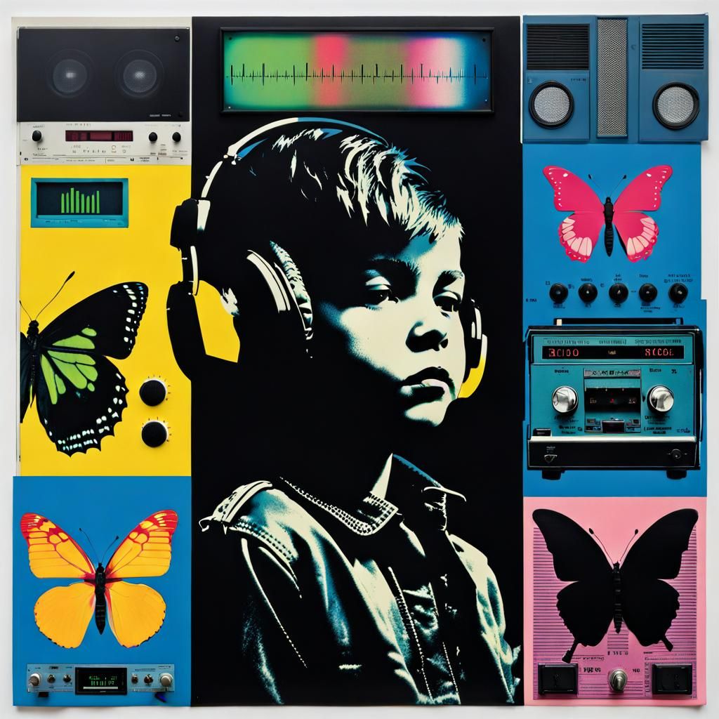 Punk Rock Child Portrait with Assemblage Art