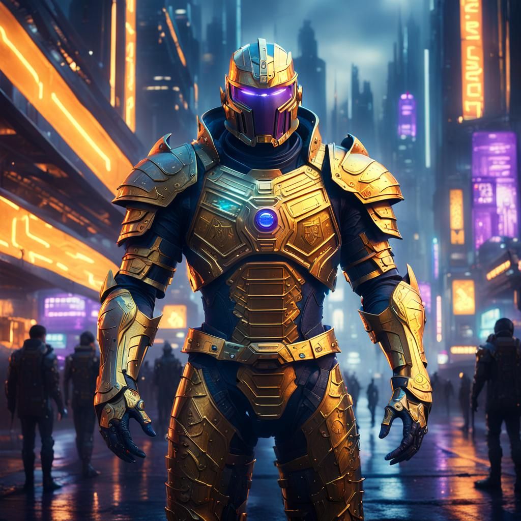 Cyberpunk Minos in Golden Armor