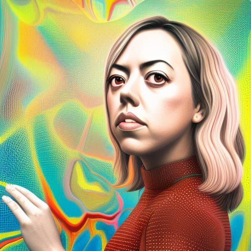 Aubrey Plaza Portrait in Salvador Dalí Style
