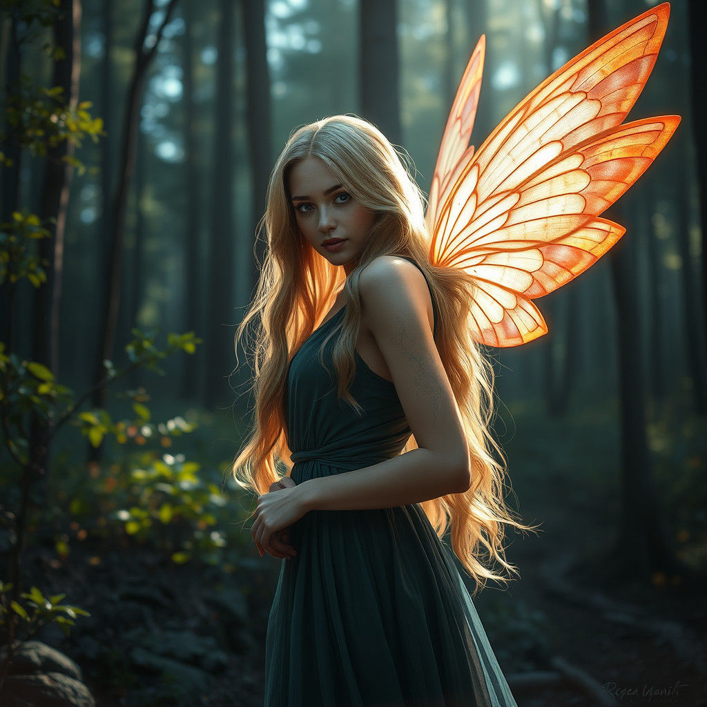 Enchanting Forest Fairy Portrait in Art Nouveau Style