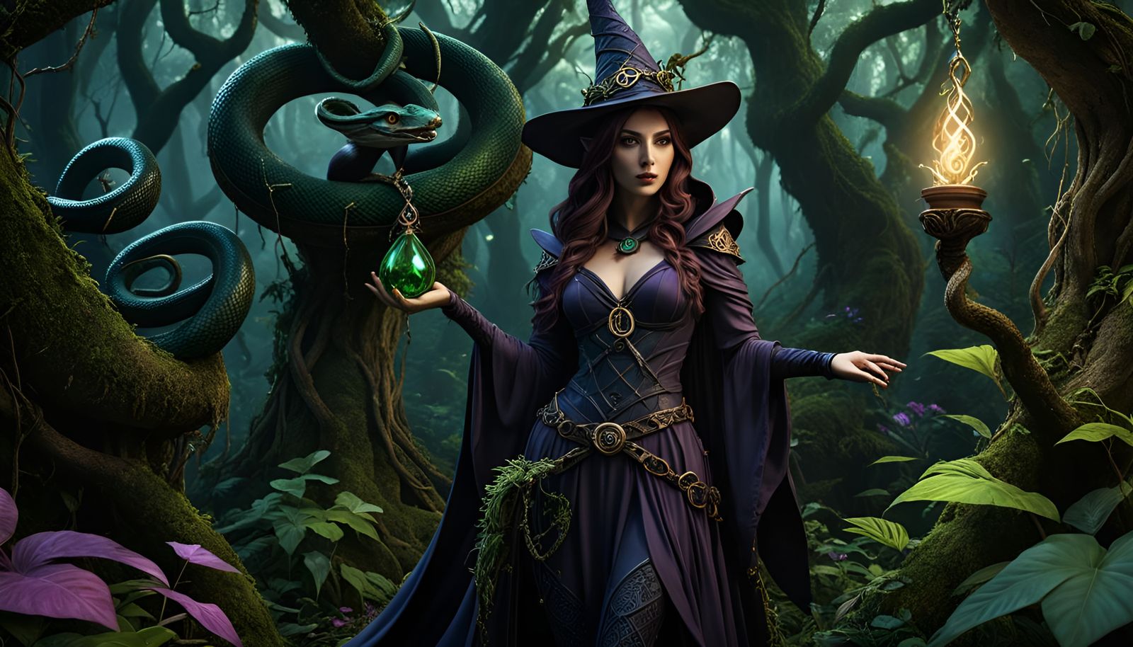 Enchantress of the Woods in Goblincore Style